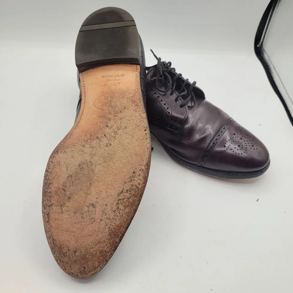 Allen Edmonds Sandford Cap Toe Oxford Mens Burgandy Dress Shoes With Bag Sz 14 B